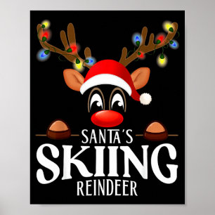 Tomtes skidåkande renar roliga julmatchande pyjama poster