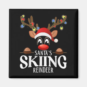 Tomtes skidande renar roliga julmatchande Pyjamas Magnet