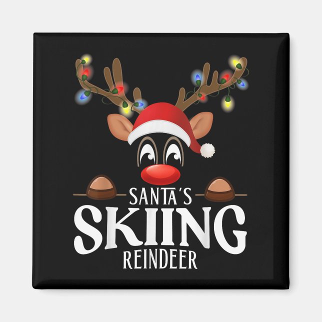 Tomtes skidande renar roliga julmatchande Pyjamas  Magnet (Framsidan)