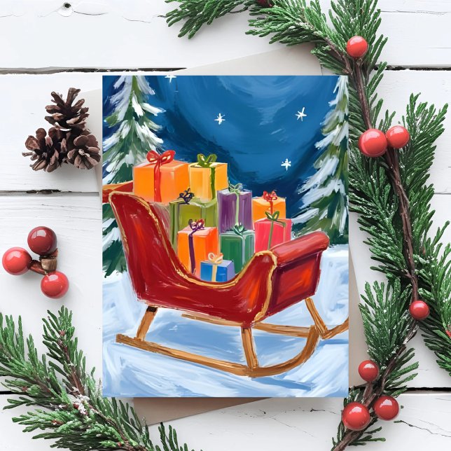 Tomtes släde God Jul  Julkort (Skapare uppladdad)
