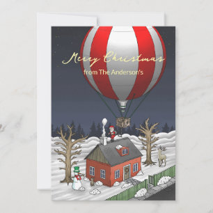 Tomtes varmluftsballong julkort