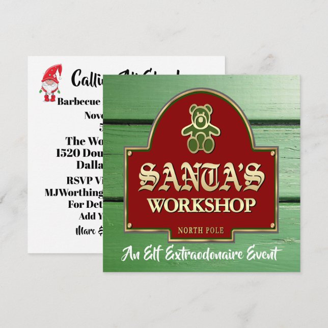 Tomtes verkstads inbjudan (Fram/baksida)