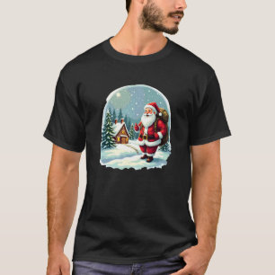 Tomtestugas julnatt i snö t shirt