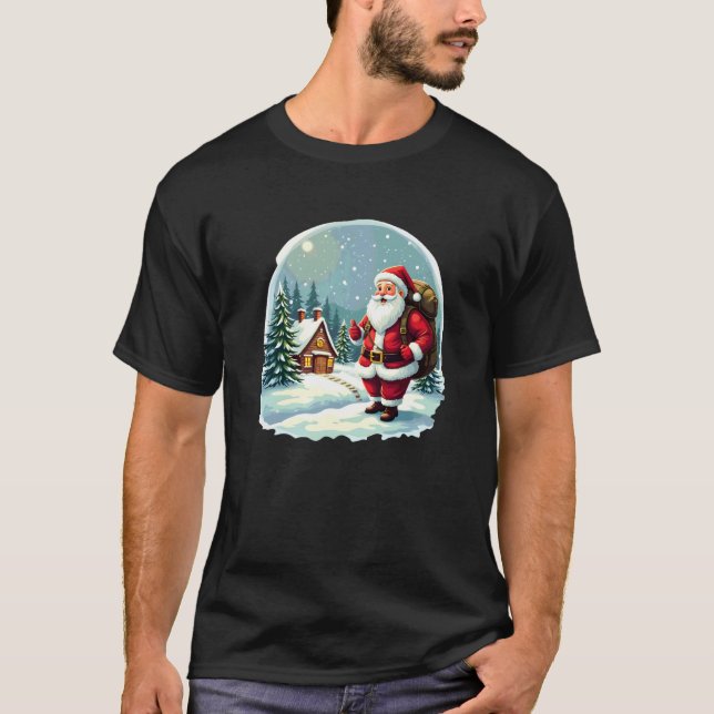 Tomtestugas julnatt i snö t shirt (Framsida)