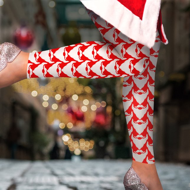 Tomtskäggsfläckade röda vita julklumpar leggings (Skapare uppladdad)