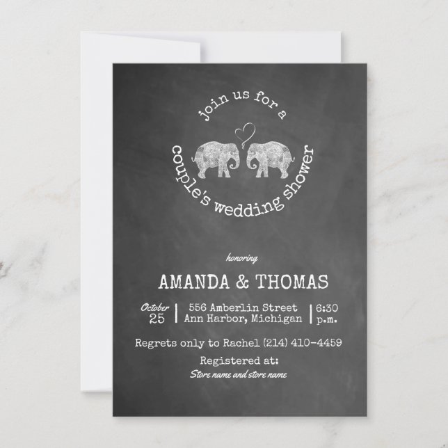 Ton av Kärlek Chalkboard Couples Möhippa Inbjudningar (Framsida)