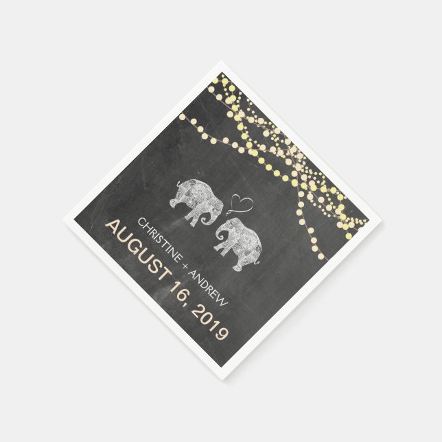 TON AV KÄRLEK-Elephant String of Ljus Anpassningsb Pappersservett (Hörn)