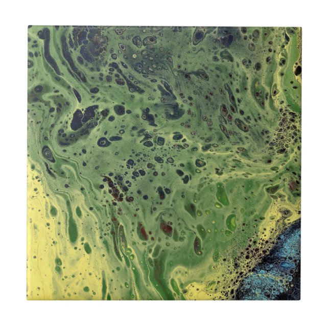 Ton bort 3 Fläckig Grön  Kakelplatta (Framsidan)