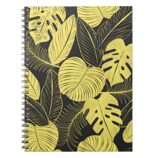 Ton Gult Black Tropical Löv Seamless Patte Anteckningsbok