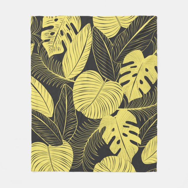 Ton Gult Black Tropical Löv Seamless Patte Fleecefilt (Framsidan)