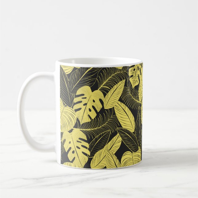 Ton Gult Black Tropical Löv Seamless Patte Kaffemugg (Vänster)