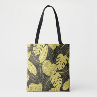 Ton Gult Black Tropical Löv Seamless Patte Tygkasse