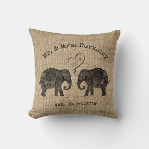 TON KÄRLEK Elefant par Personligt bröllp Gift Kudde