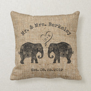 TON KÄRLEK   Elefant par Personligt bröllp Gift Kudde