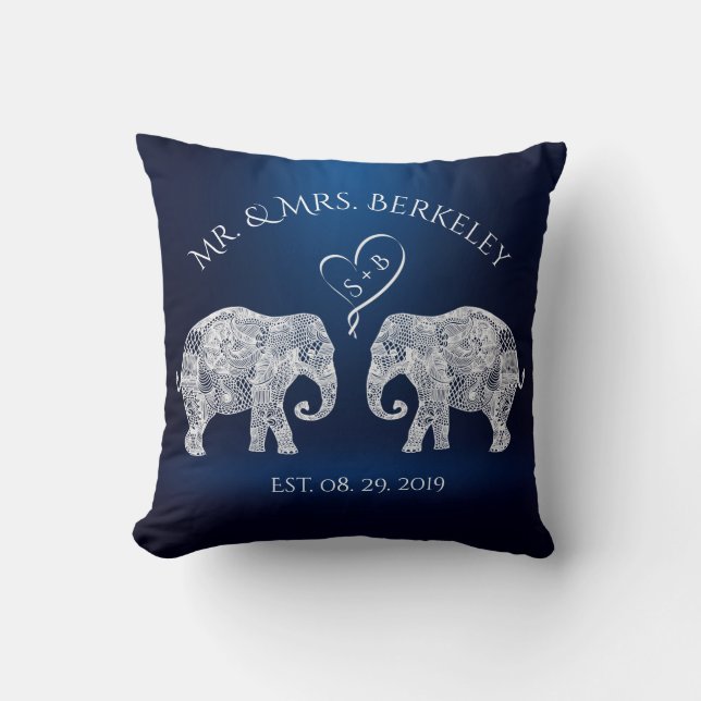 TON KÄRLEK | Elefant par Personligt bröllp Gift Kudde (Framsida)