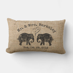 TON KÄRLEK Elefant par Personligt bröllp Gift Lumbarkudde