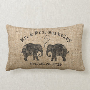 TON KÄRLEK   Elefant par Personligt bröllp Gift Lumbarkudde