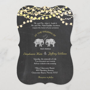 TON KÄRLEK/Elephant Chalkboard Ljus Bröllop Inbjudningar