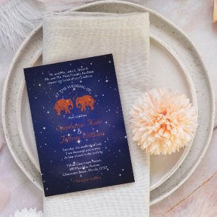 TON KÄRLEK/Elephant Orange Blue Bröllopsinbjudans Inbjudningar