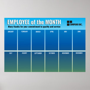 Tona blå anställd för visningen Month-fotot Poster