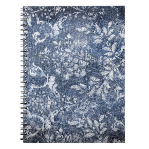 Tona Blommigt Denim: Grått texturerad bakgrund Anteckningsbok
