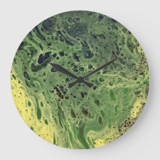 Tona bort Abstrakten Grönt med tre feta Gulter Stor Klocka