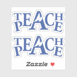 Tona fred en vit duva och blå text klistermärken