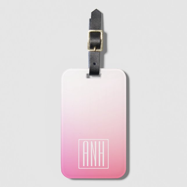 Tona Pinks Ombre-gradering och Initialer Bagagebricka (Framsida vertikal)
