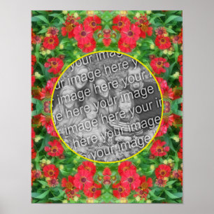 Tona Zinnia Flowers Ram Skapar ditt eget foto Poster