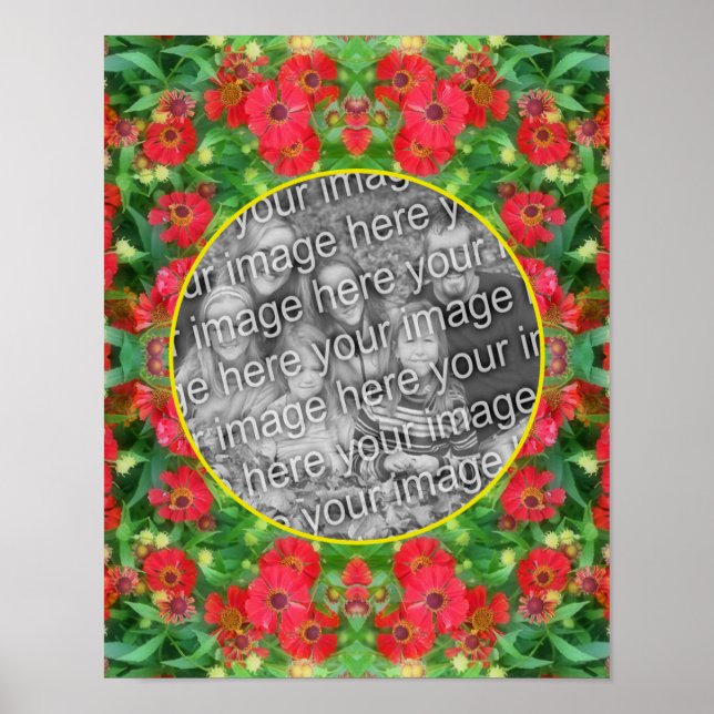 Tona Zinnia Flowers Ram Skapar ditt eget foto Poster (Framsidan)