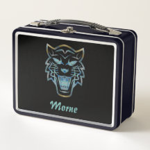 Tonad blå tiger silhouette monogram