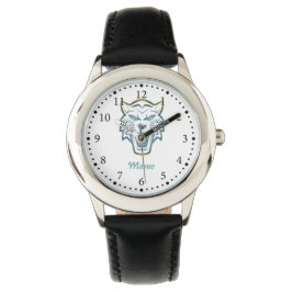 Tonad blå tiger silhouette monogram armbandsur