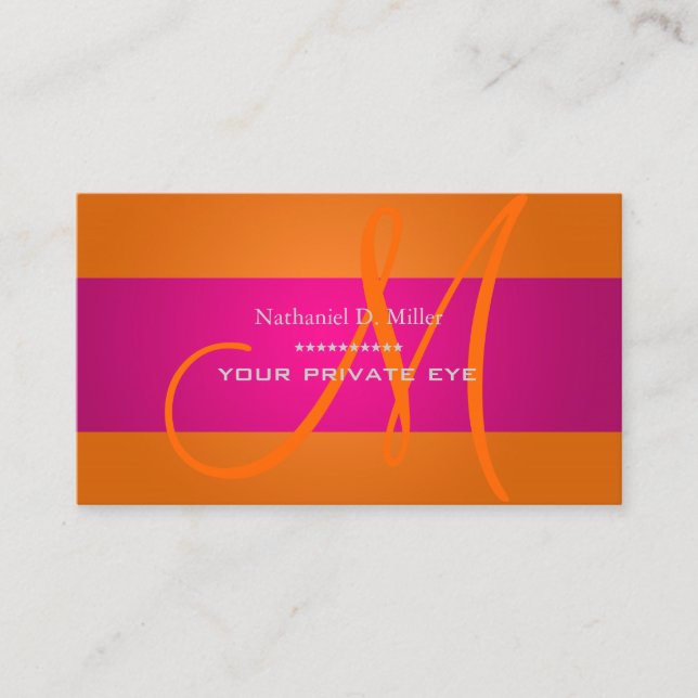 Tonad Orange+Fuschia Monogram Visitkort (Framsida)