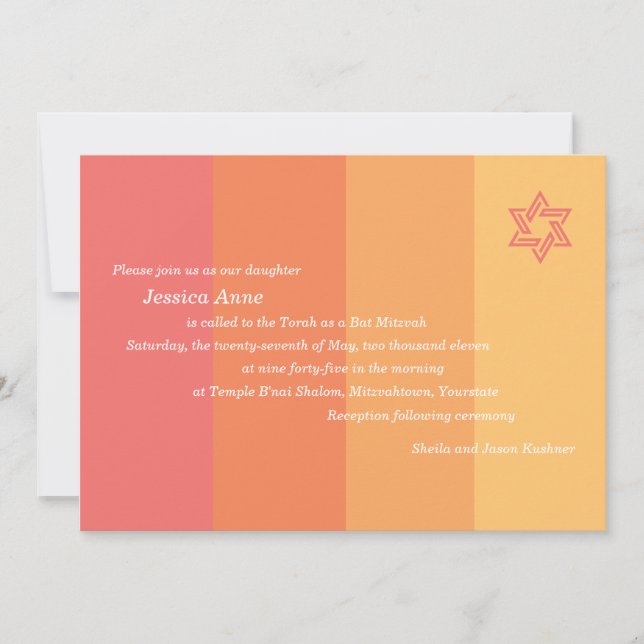 Tonal citrus bat mitzvah inbjudan (Framsida)