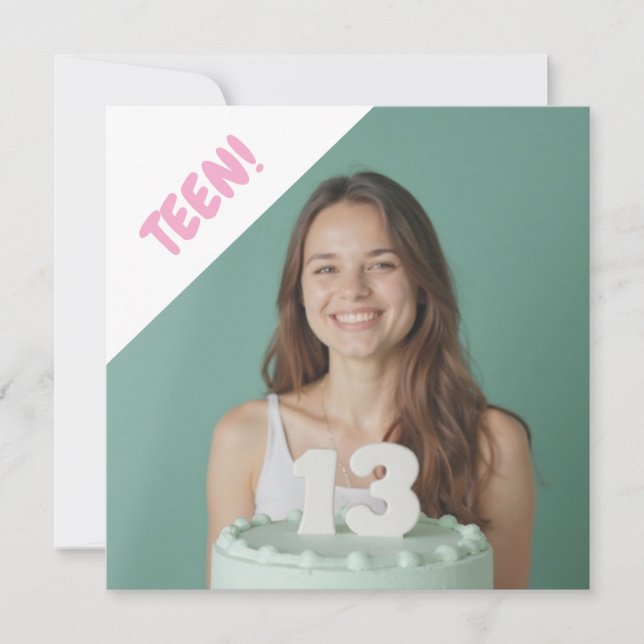 Tonåring 13 års Anpassningsbar Photo Födelsedagsfe Inbjudningar (Framsida)
