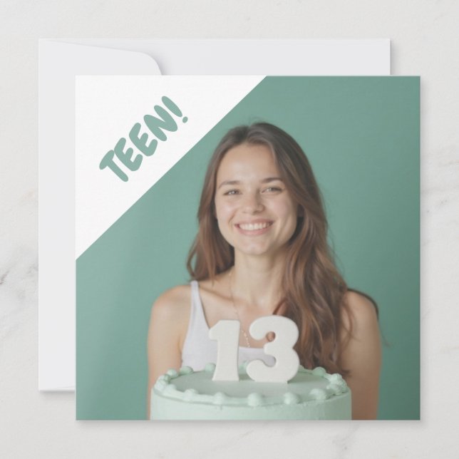 Tonåring 13 års Anpassningsbar Photo Födelsedagsfe Inbjudningar (Framsida)