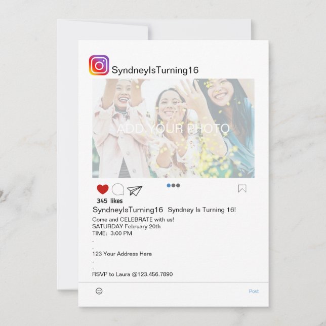 TONÅRING BIRTHDAY, TONÅRING PARTY, INBJUDNINGAR (Framsida)