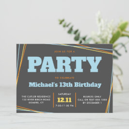 Tonåring Boy Birthday, 13 eller någon ålder, Multi Inbjudningar