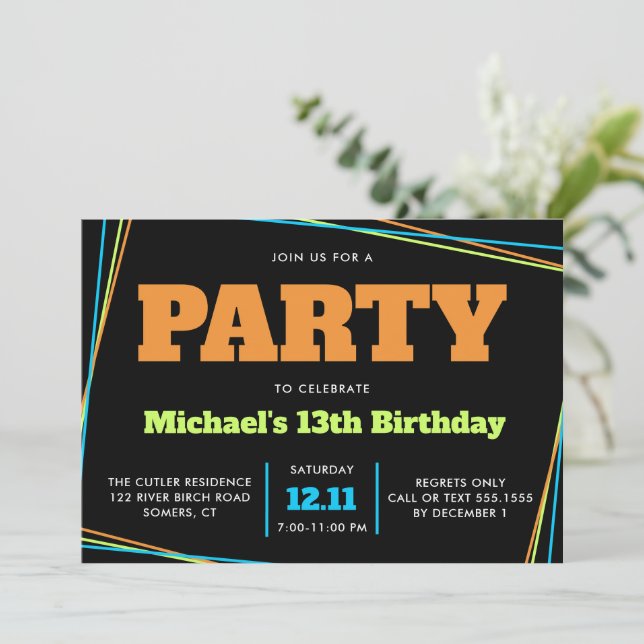 Tonåring Boy Birthday 13 eller vilken ålder som he Inbjudningar (Stående Fram)