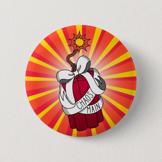 Tonåring Boy Chaos Main Gamer Red Tecknad Dynamite Knapp (Framsida)