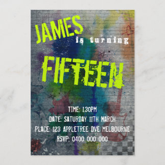 Tonåring Boy Graffiti-inbjudan Inbjudningar