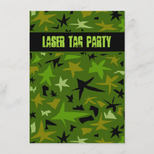 Tonåring Boys Birthday Camo Stars Party Inbjudningar