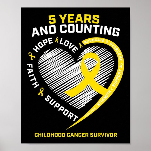 Tonåring Boys Girls Kids 5 år Guld barncancer Poster (Framsidan)