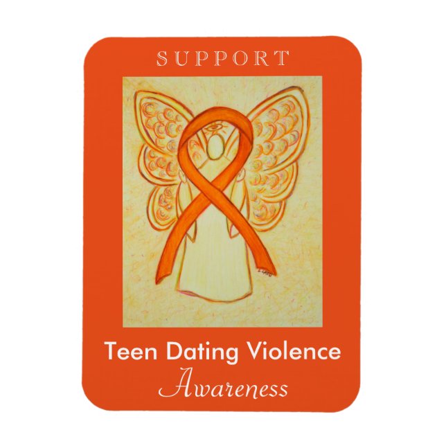 Tonåring Dating Violence Awareness Ribbon Angel Ma Magnet (Vertikal)