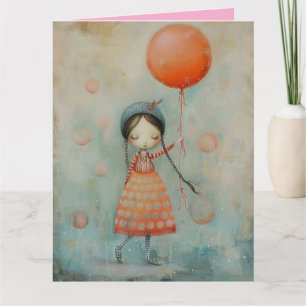 TONÅRING ELLER LITE GIRL BIRTHDAY BALLOON-gratulat Kort