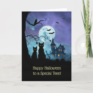 Tonåring eller Teenagers Happy halloween Svarta ka Kort