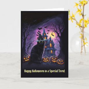 Tonåring eller tonagers Happy halloween Black Cat Kort