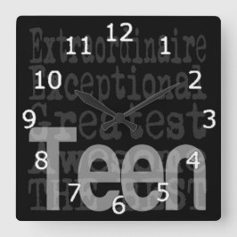 Tonåring Extraordinaire Fyrkantig Klocka