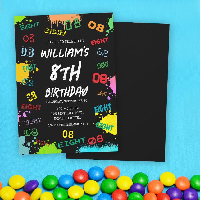Tonåring Födelsedagsfesten Tween Young Boy Åge Inbjudningar (Teen Tween Young Boy Boy Age Number Birthday Party Invitation)
