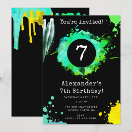 Tonåring Födelsedagsfesten Tween Young Boy i Neon Inbjudningar